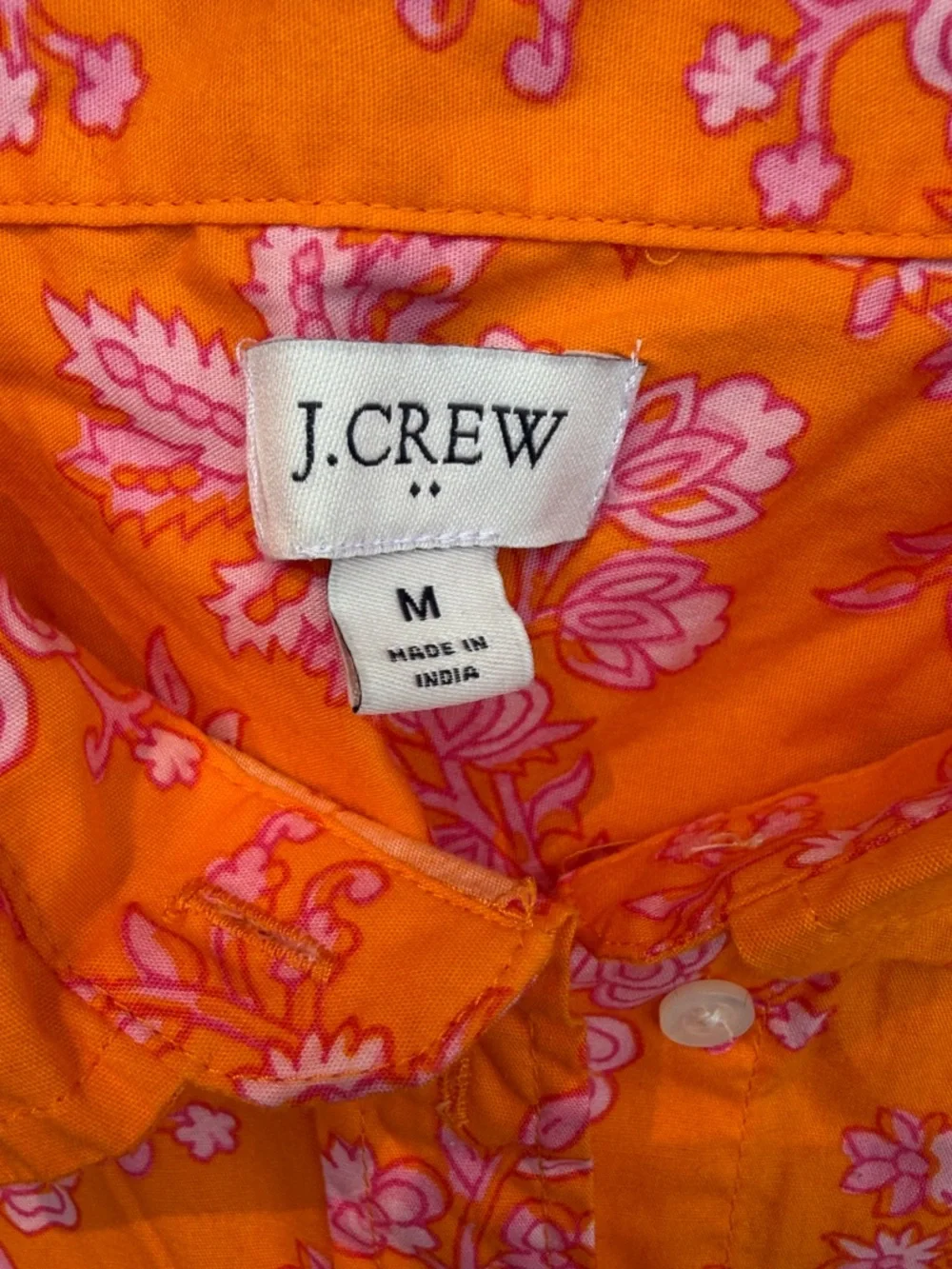 J. Crew Lightweight Orange Sleeveless Button-Down Top with Pink Floral Print
